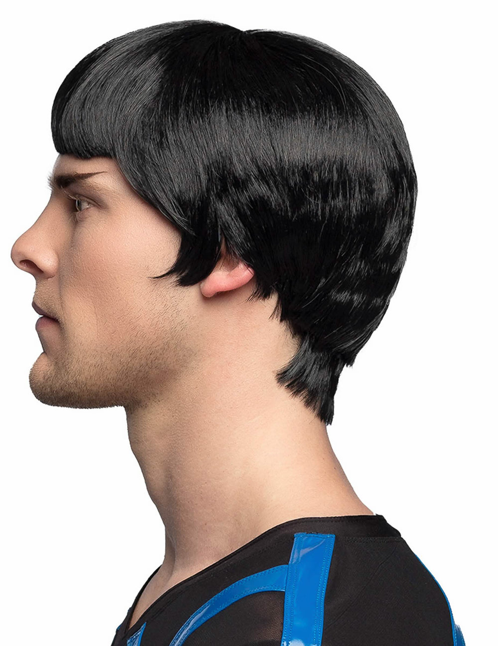 Vista de perfil de la peluca de oficial espacial para hombre