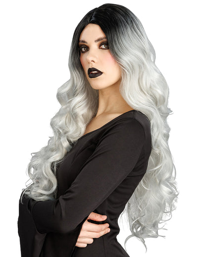 Peluca degradada blanca y negra lujo mujer