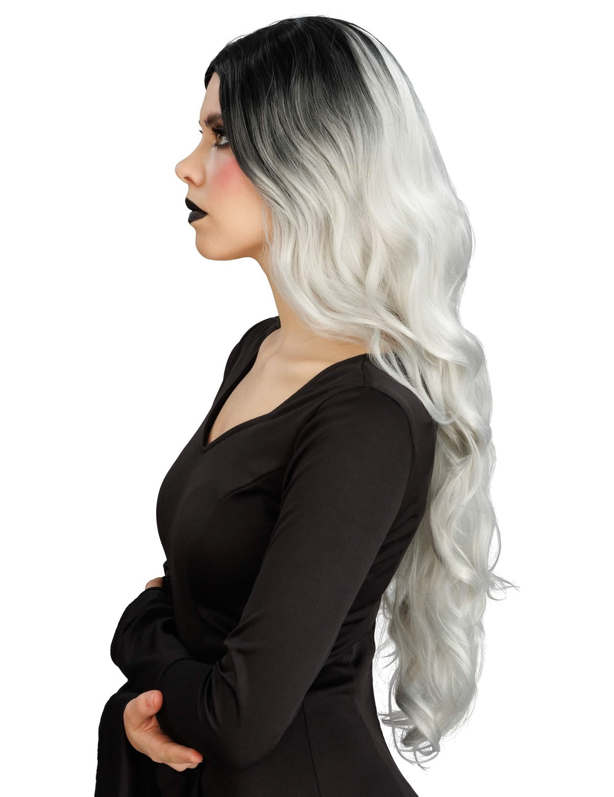 Peluca degradada blanca y negra lujo mujer