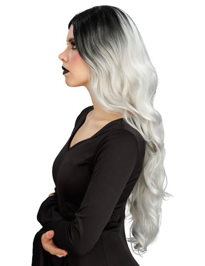 Peluca degradada blanca y negra lujo mujer