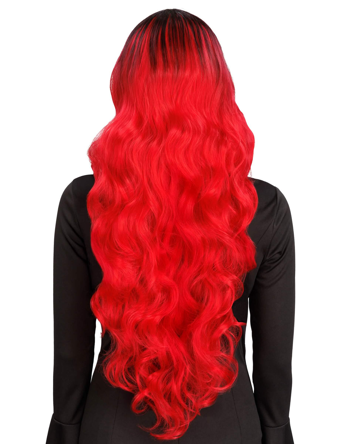 Peluca degradada roja y negra lujo mujer
