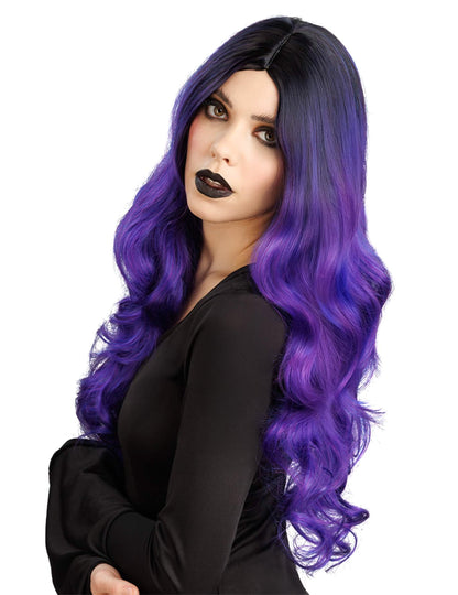 Peluca degradada violeta y negra lujo mujer