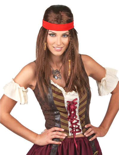 Peluca pirata o hippie con bandana adulto