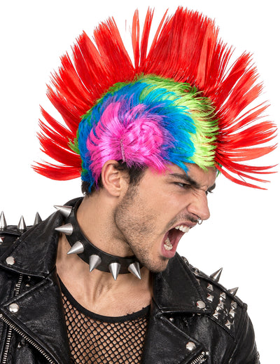 Peluca punk multicolor hombre