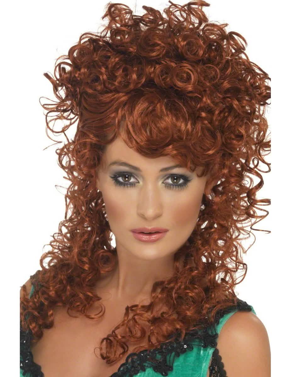 Peluca rizada para mujer pelirroja voluminosa