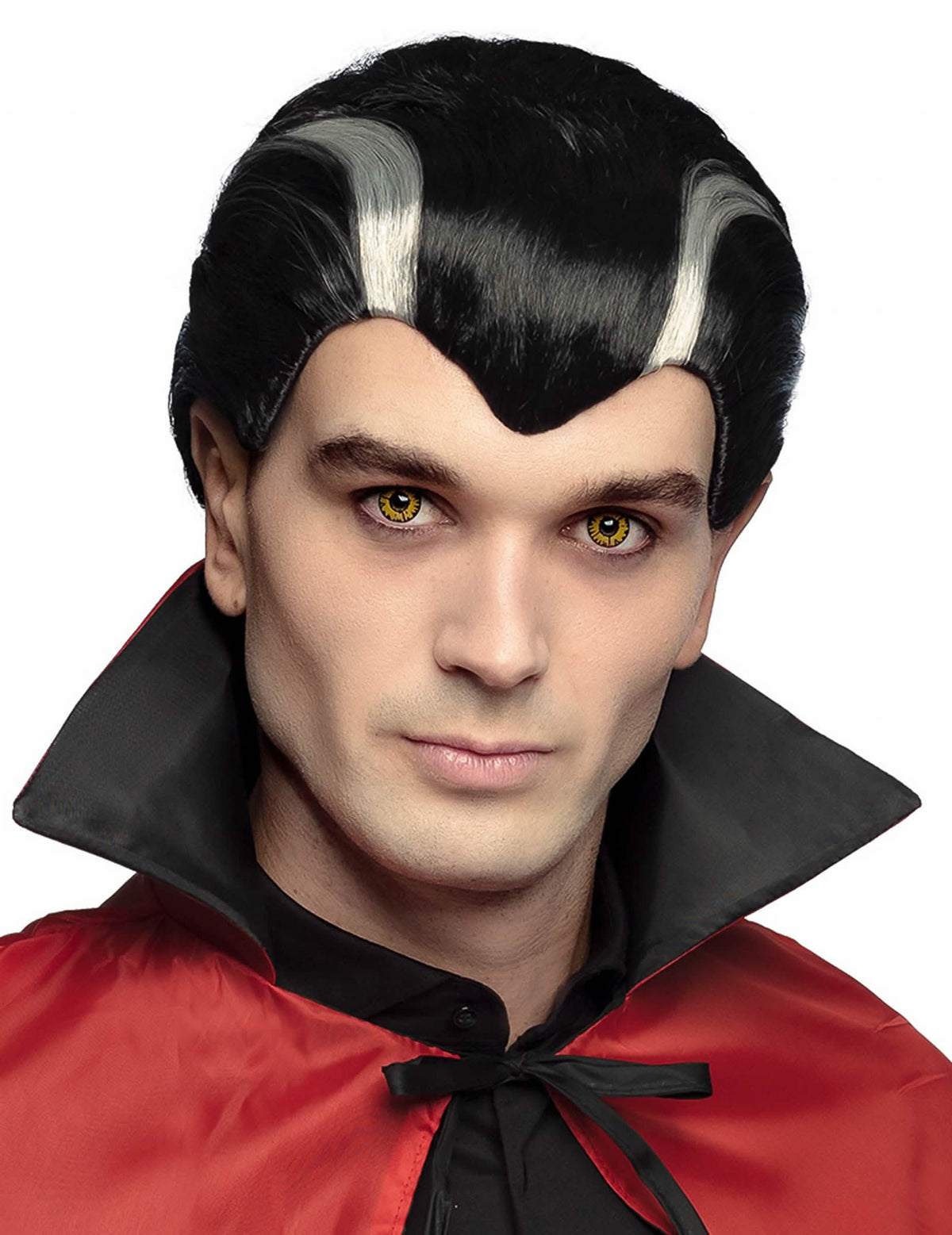 Peluca de vampiro para hombre negra y blanca