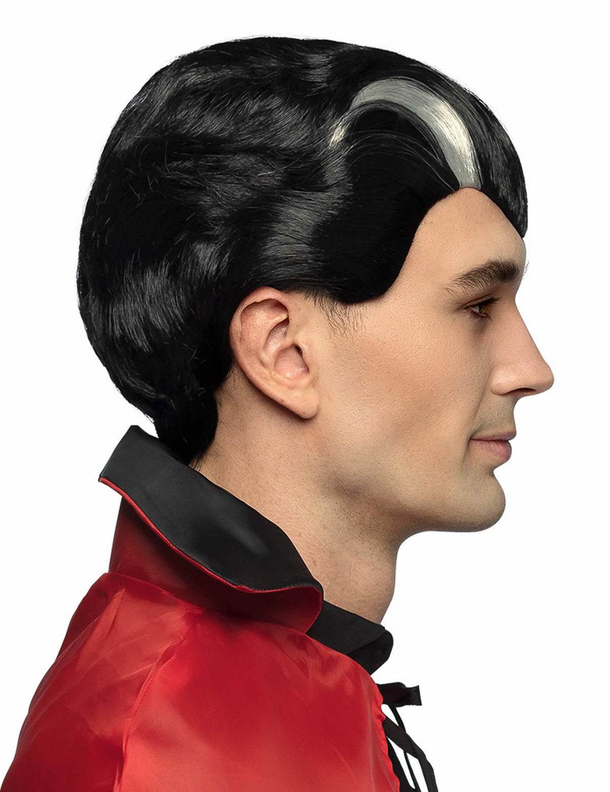 Vista de perfil de la peluca de vampiro para hombre