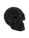 Cráneo decorativo pequeño de resina efecto terciopelo negro 9,5 x 15 x 11 cm