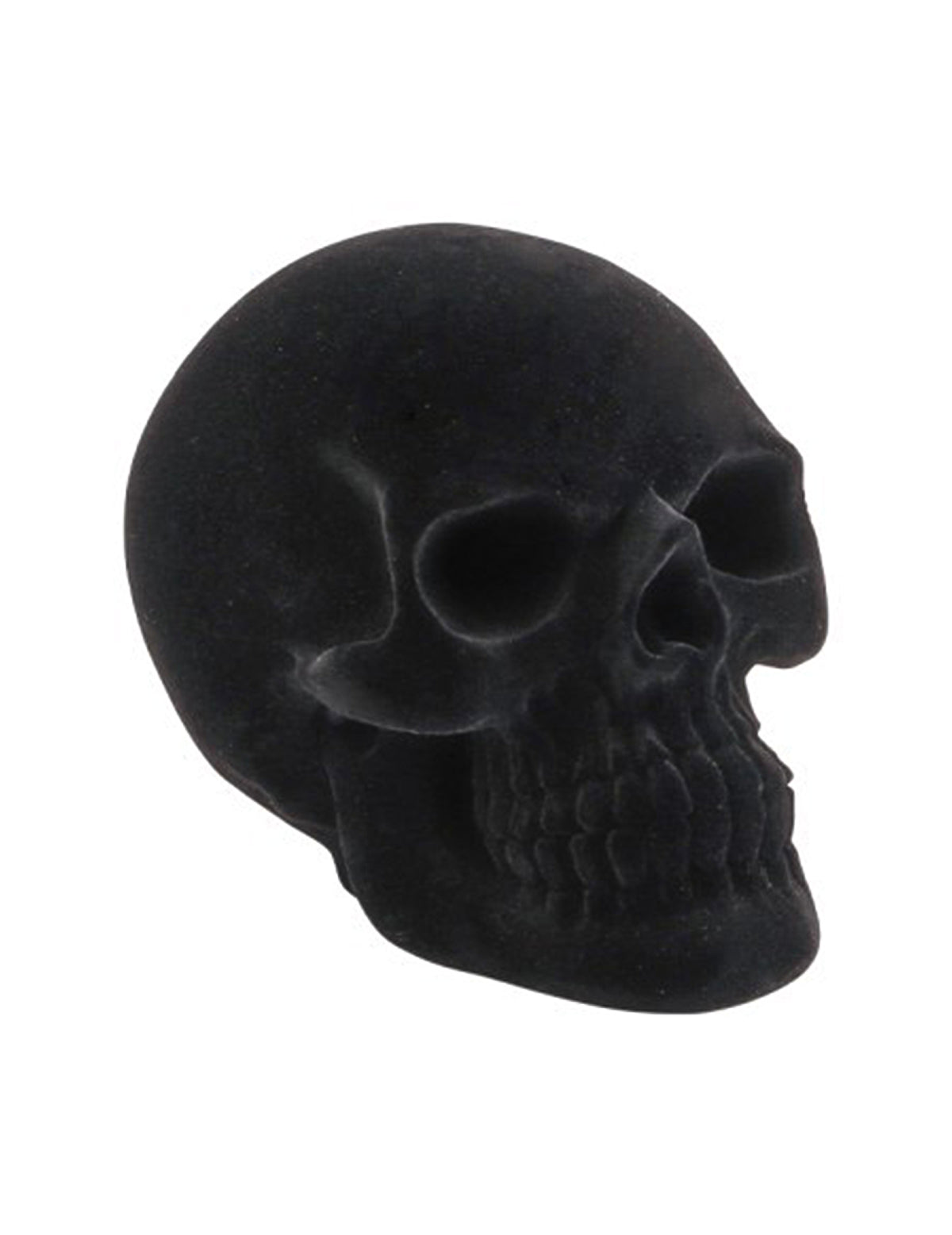 Cráneo decorativo pequeño de resina efecto terciopelo negro 9,5 x 15 x 11 cm