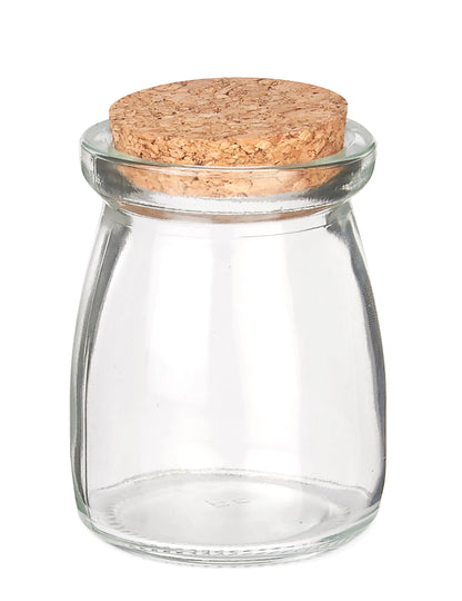 Petit pot en verre pour dragées transparent avec bouchon en liège