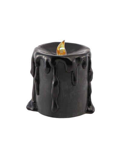 Vela decorativa pequeña de resina negra con LED 9,5 x 9 x 10 cm