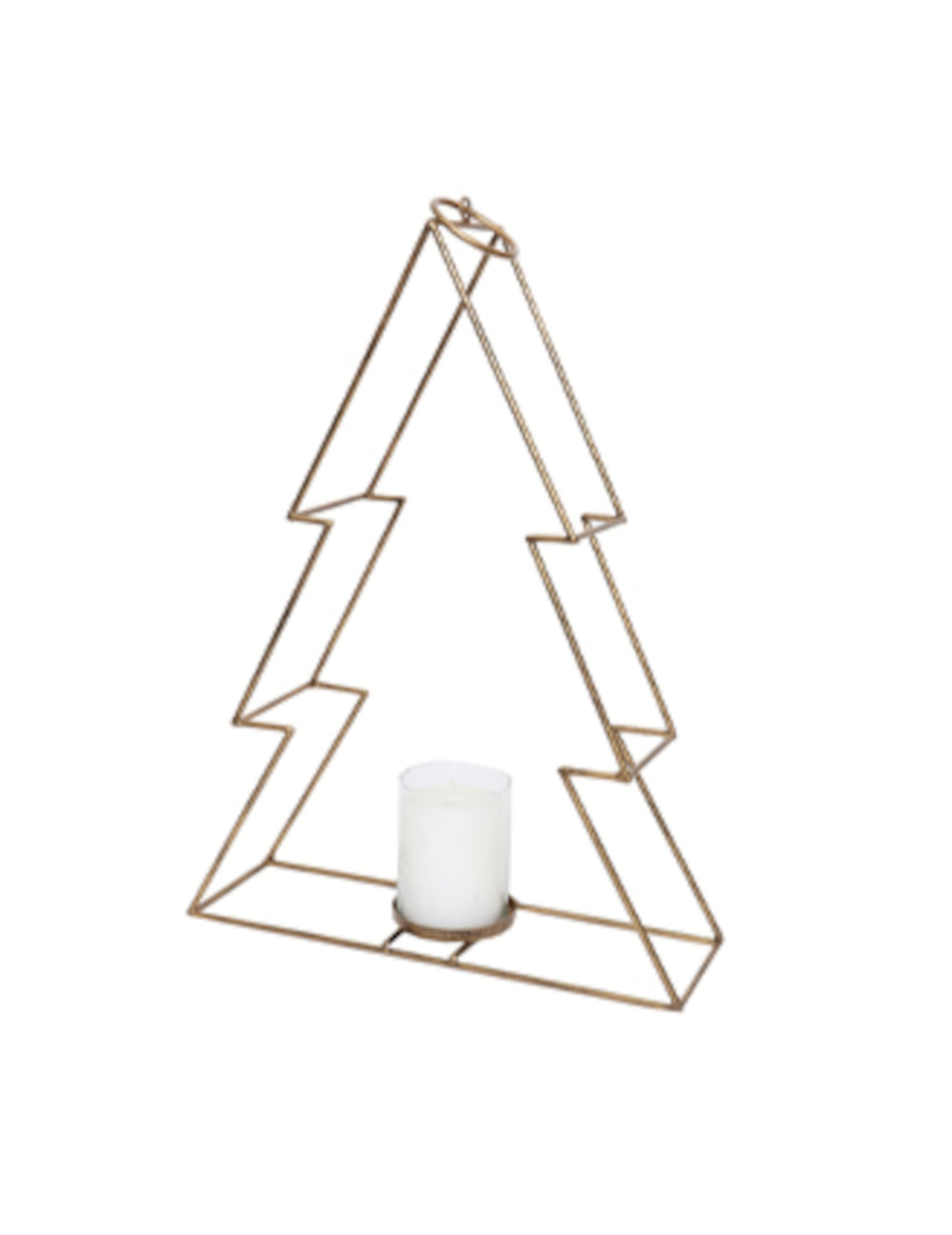 Photophore sapin pour déco chic en métal doré