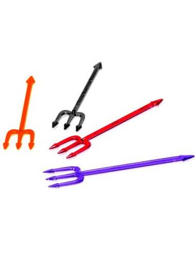 Pics amuse-bouches tridente naranja negro rojo y violeta