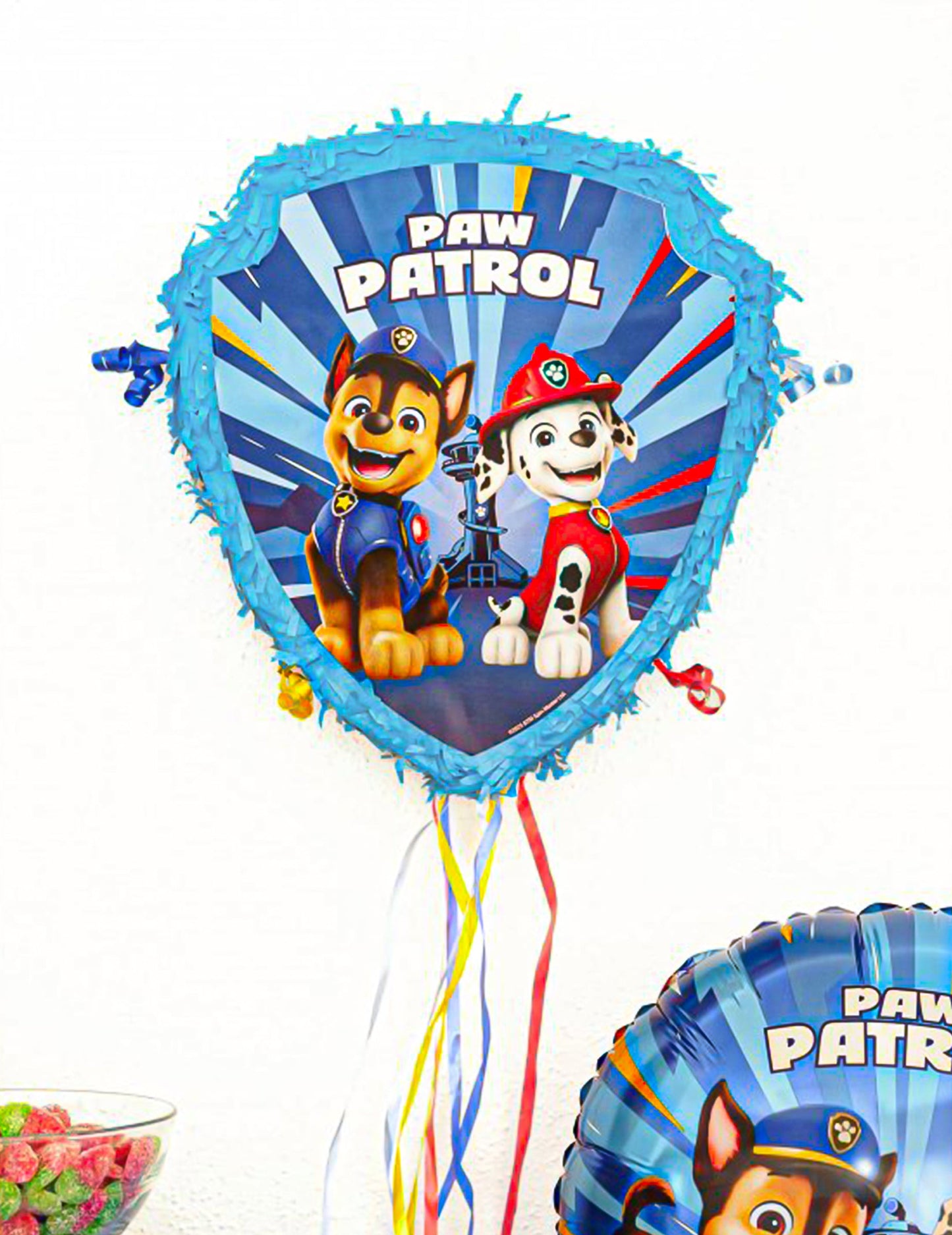 Piñata azul de tiras La Patrulla Canina™ 33 x 38 cm