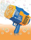 Pistolet à bulles de savon pour enfant bleu et orange à 132 trous