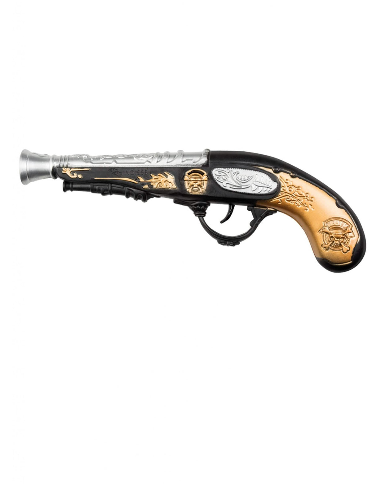 Escenificación de las pistolas pirata negro y dorado