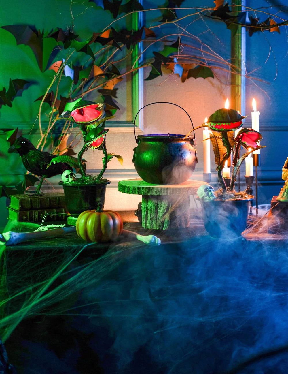 Escenario decorativo de la planta carnívora animada para decoración de halloween
