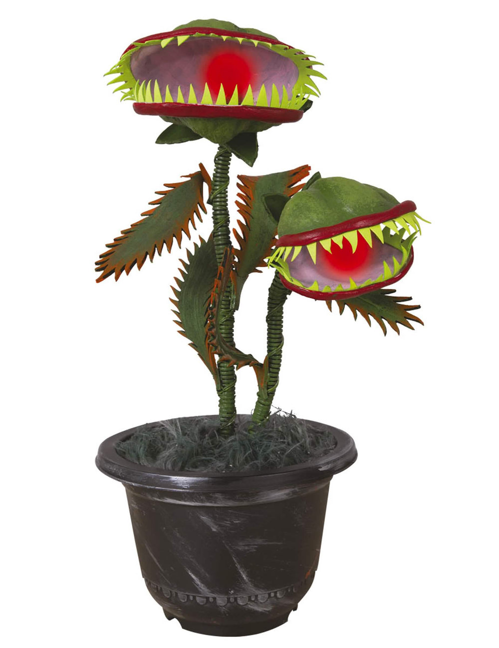 Planta carnívora animada para decoración de halloween verde y rojo luminosa