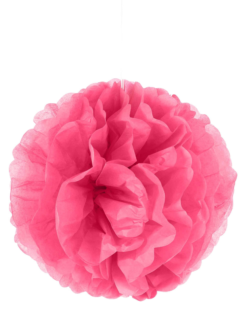 Pompon para colgar de papel para decoración fucsia