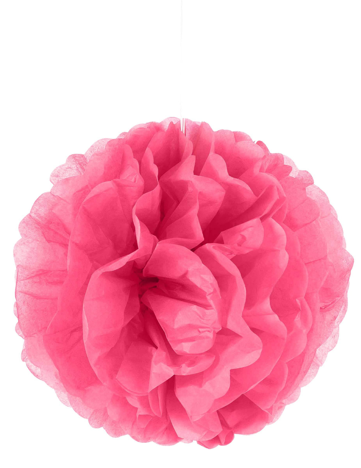 Pompon para colgar de papel para decoración fucsia