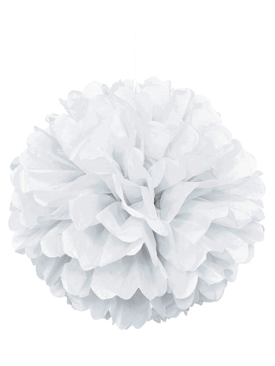 Pompon en papier pour décoration blanc à suspendre