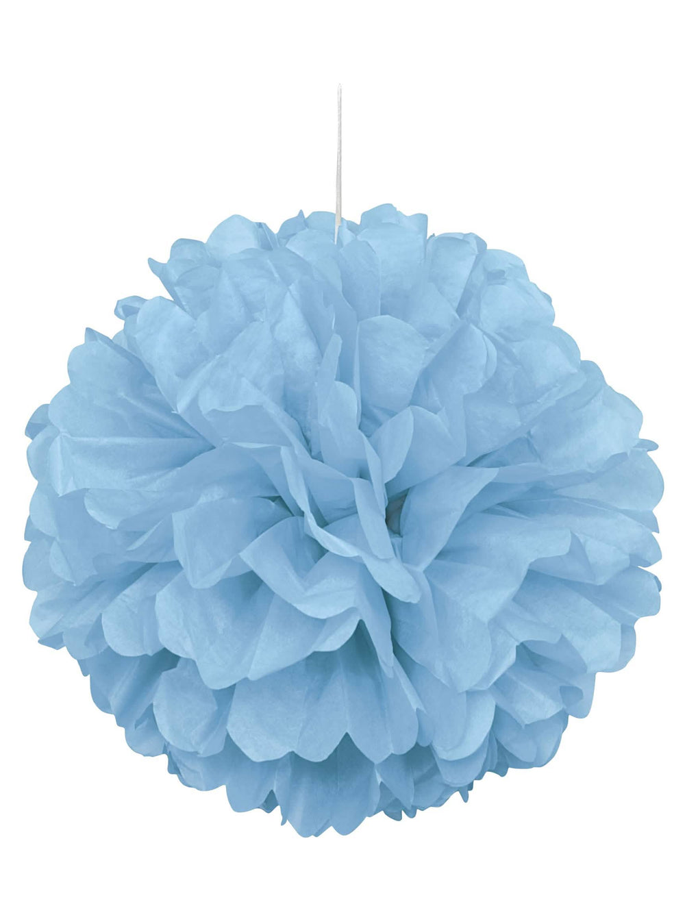 Pompon de papel para decoración de boda azul pastel