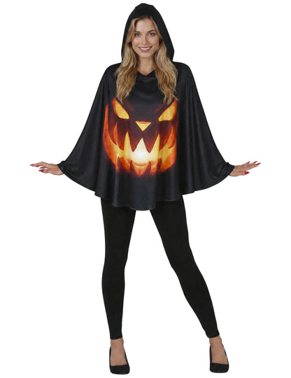 Poncho de calabaza negro para adulto