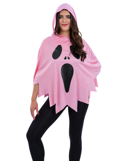 Poncho de fantasma rosa para adulto
