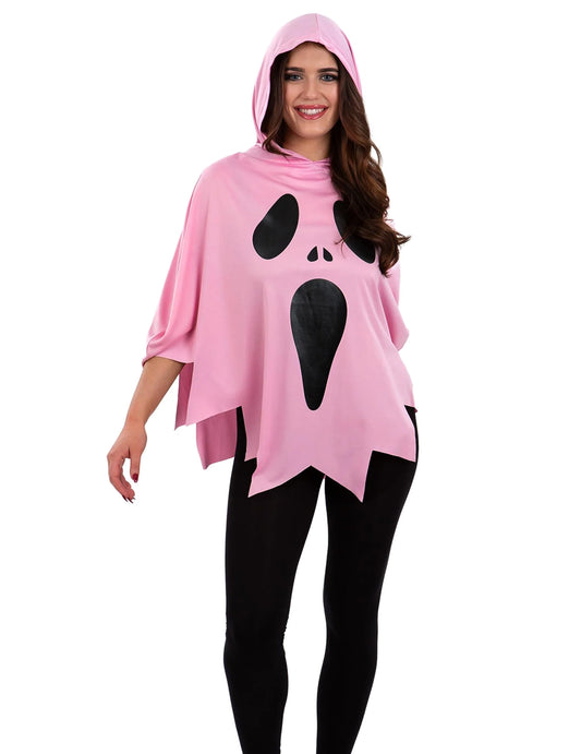 Poncho de fantasma rosa para adulto