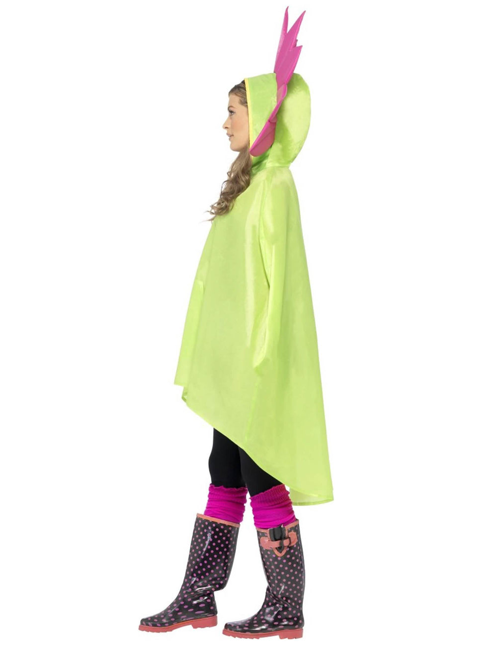 Vista de perfil del poncho flor para adulto