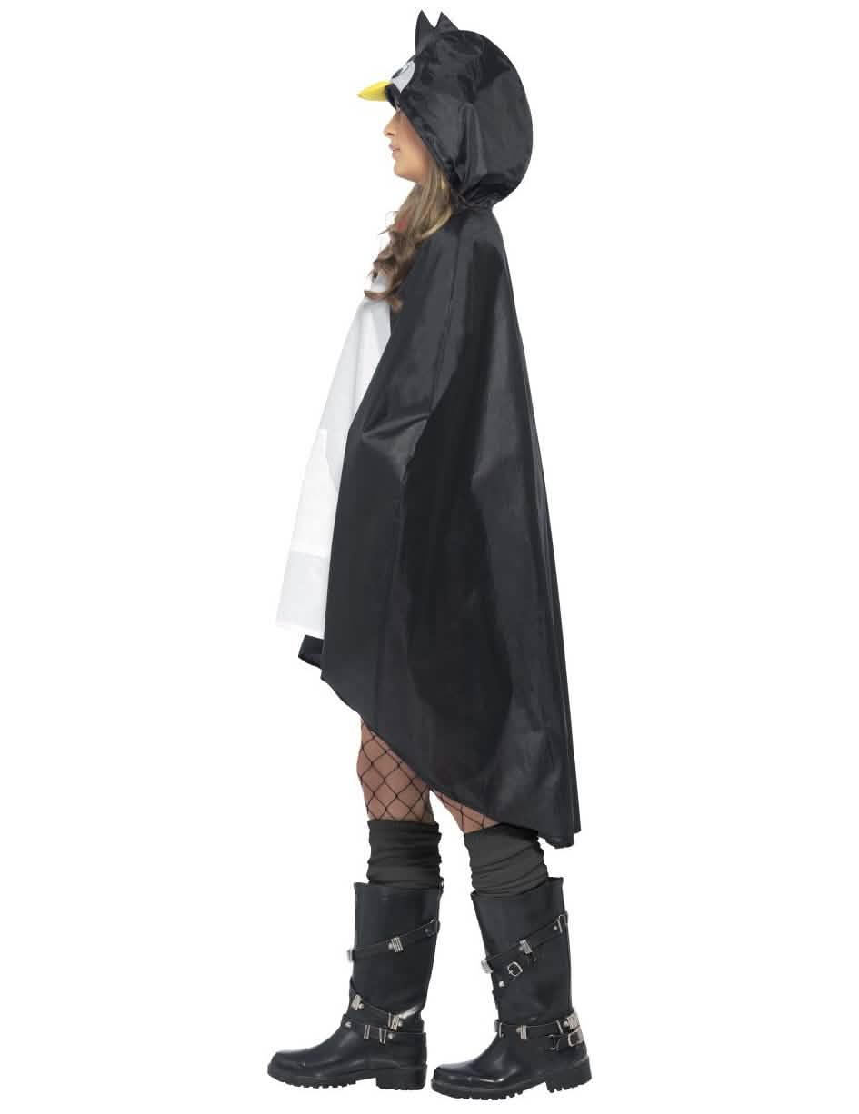 Vue de profil du poncho pingouin pour adulte