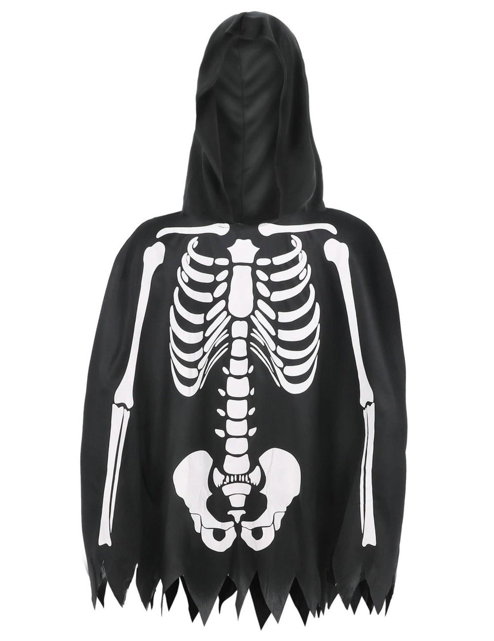 Détail de l'imprimé du poncho squelette pour adulte