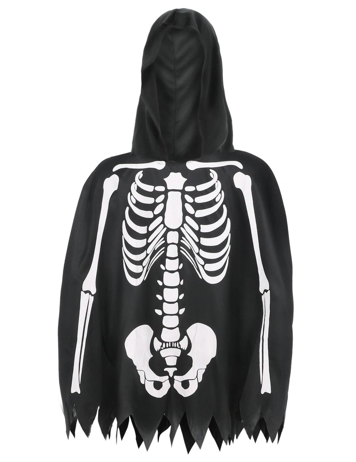 Détail de l'imprimé du poncho squelette pour adulte