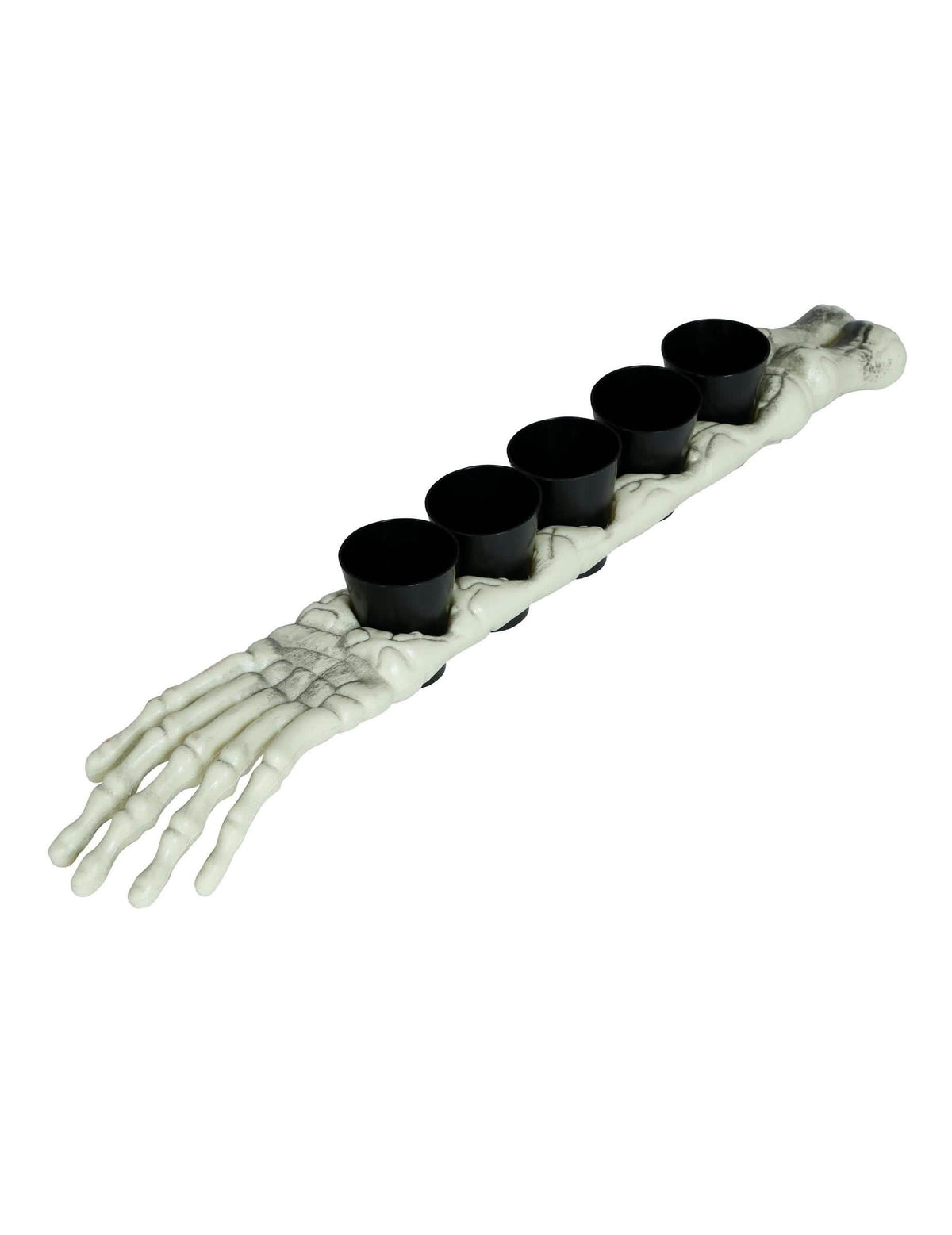 Porte shooters squelette pour adulte blanc avec 5 gobelets noirs
