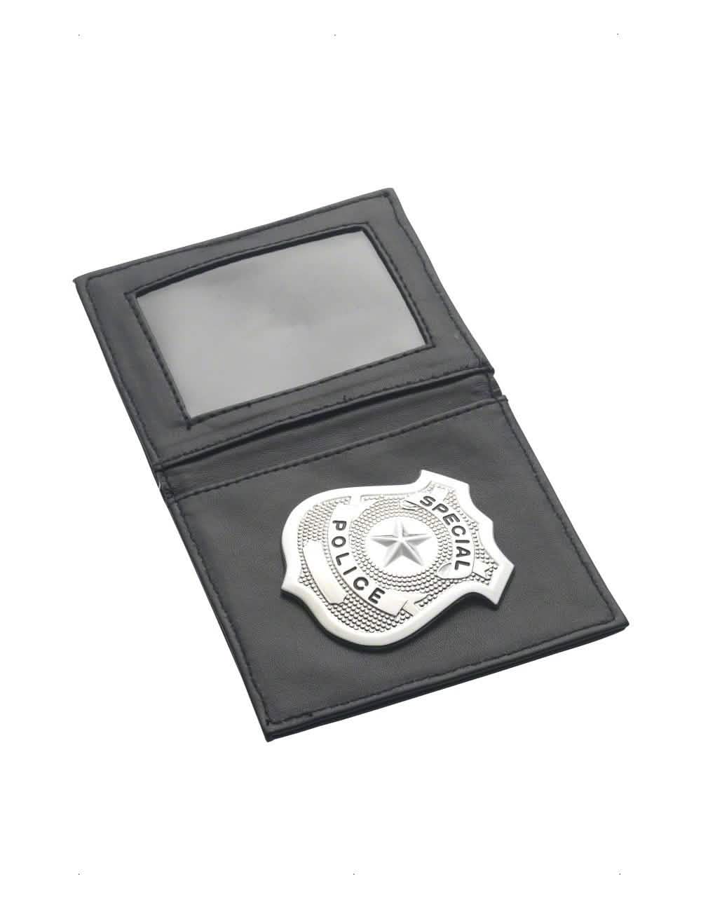 Cartera de policía para adulto negro con insignia plateada