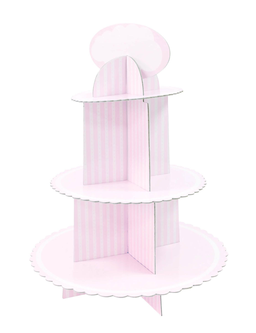 Vue de trois quarts du présentoir à cupcake en carton pour anniversaire