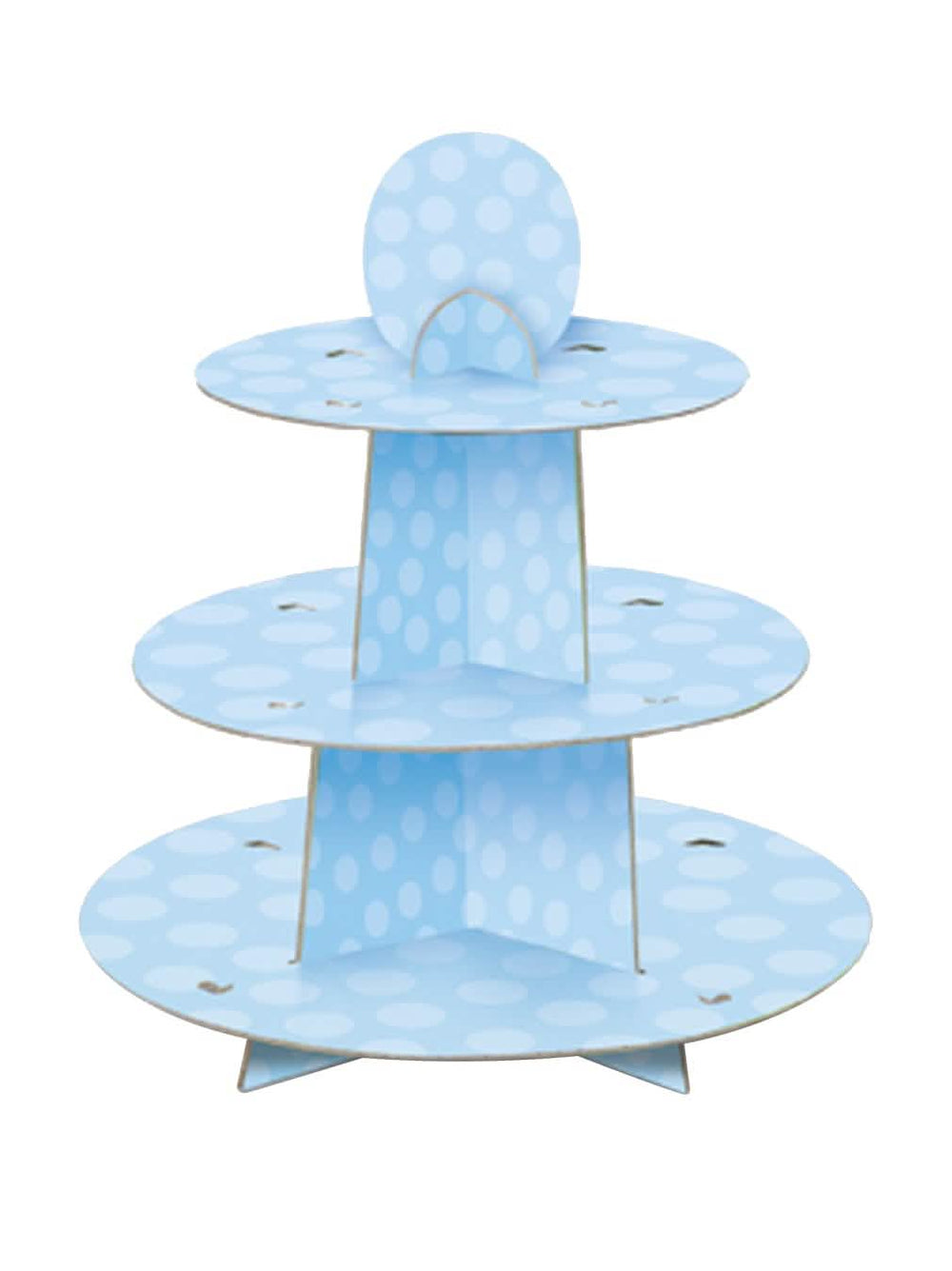 Présentoir à gâteaux à pois bleu en carton