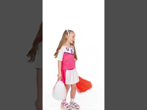 Déguisement pompom girl rose et blanche fille