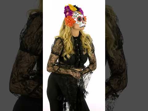 Masque dia de los muertos avec fleurs et papillons adulte