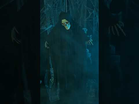 Squelette d'Halloween lumineux, sonore et animé 90 cm