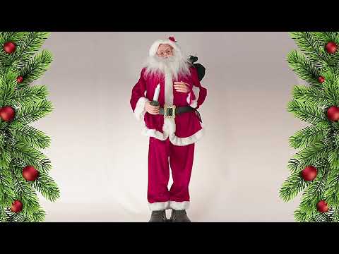 Décoration animée Père Noël musical avec mouvement son et lumière 90 cm