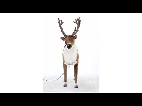 Décoration animée renne de Noël avec son et mouvement 143 cm