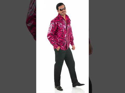 Chemise à sequins tigrée rose homme