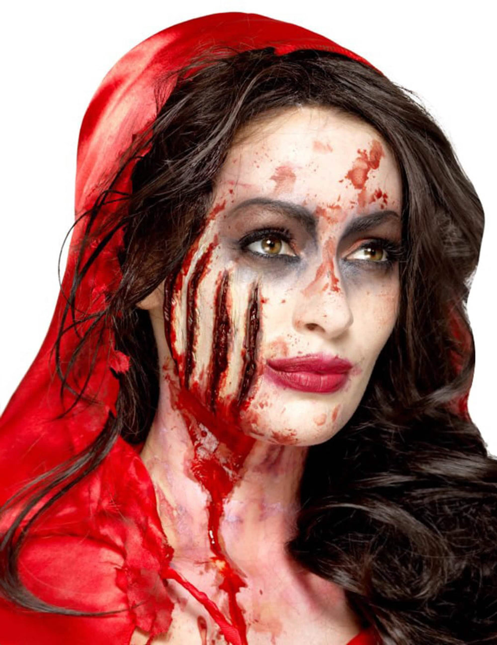 Prothèse latex entailles Halloween pour adulte rouge sang