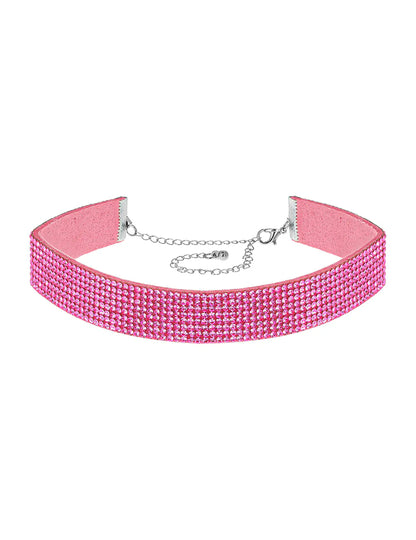 Gargantilla de strass rosa para adulto