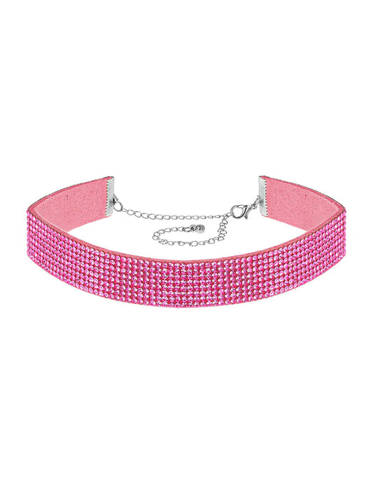 Gargantilla de strass rosa para adulto