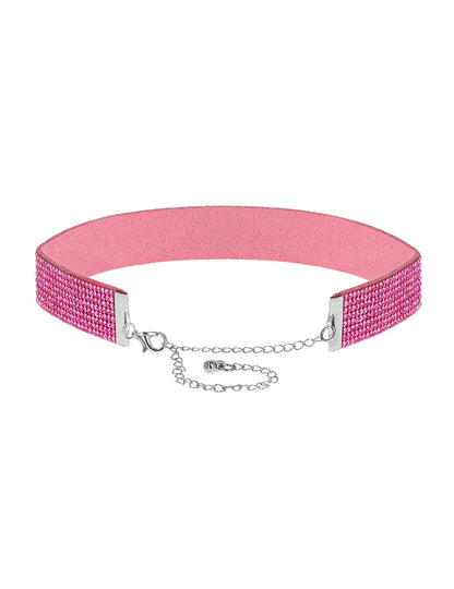 Gargantilla de strass rosa para adulto