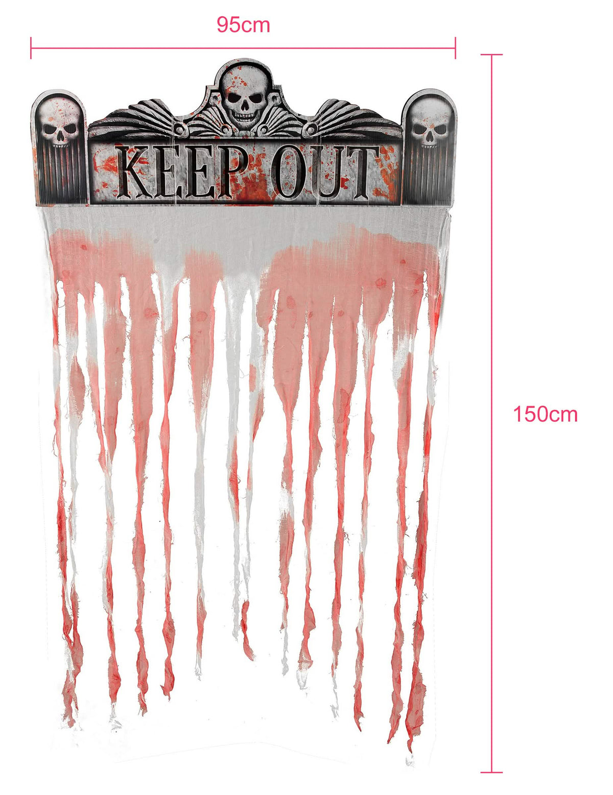Dimensions du rideau de porte Halloween ensanglanté