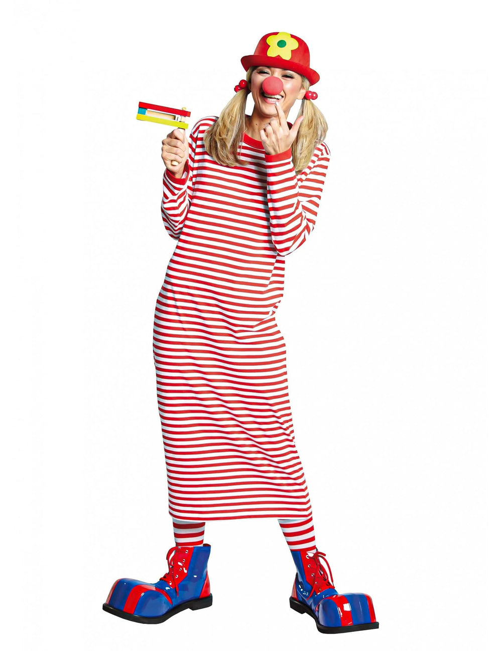 Vestido largo a rayas rojo y blanco para mujer rojo y blanco