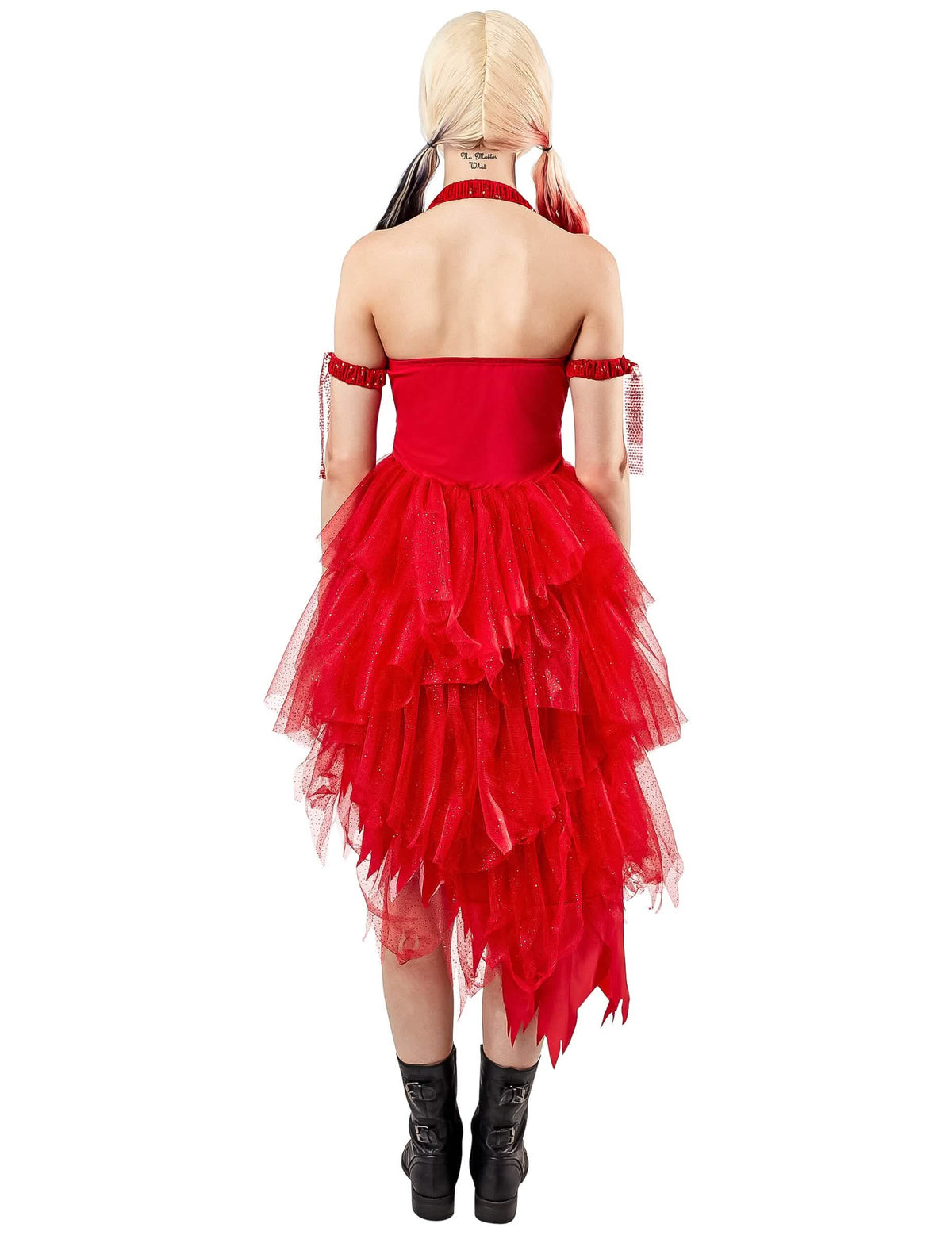 Vista trasera del vestido rojo Harley Quinn Escuadrón Suicida 2